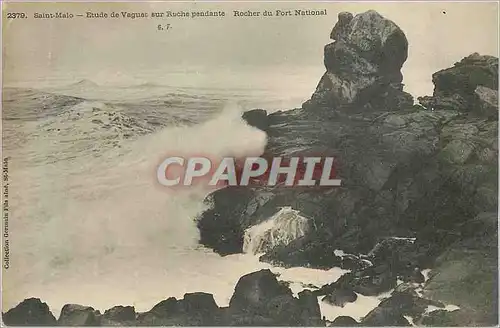 Cartes postales Saint Malo Etude de Vagues sur Roche Pendente Rocher du Fort National