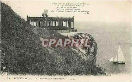 Cartes postales Saint Malo Le Tombeau du Chateaubriand Bateau