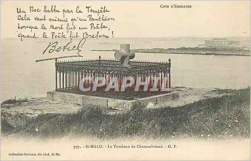 Cartes postales Saint Malo Cote d'Emeraude Le Tombeau du Chateaubriand Botrel
