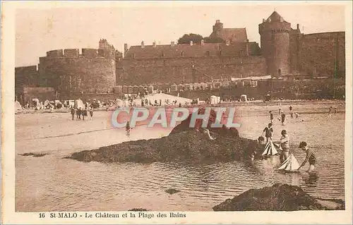 Cartes postales Saint Malo Le Chateau et la Plage des Bains