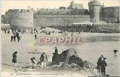 Ansichtskarte AK Saint Malo Le Chateau et la Grande Plage