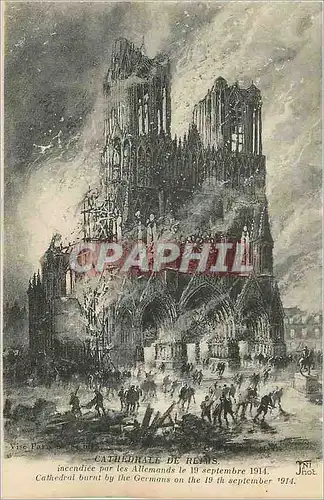 Ansichtskarte AK Cathedrale de Reims Incendiee par les Allemands le 19 Septembre 1914 Militaria