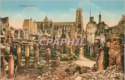 Cartes postales Reims en Ruines Militaria