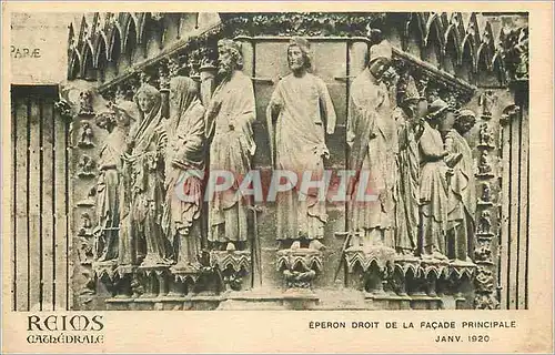 Ansichtskarte AK Reims La Cathedrale Eperon Droit de la Facade Principale Janv 1920