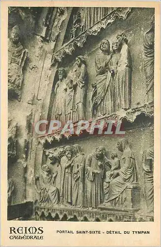 Ansichtskarte AK Reims La Cathedrale Portail Saint Sixte Detail du Tympan