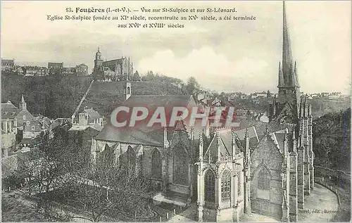 Ansichtskarte AK Fougeres (I et V) Vue sur St Sulpice et sur St Leonard Eglise St Sulpice fondee en XIe Siecle