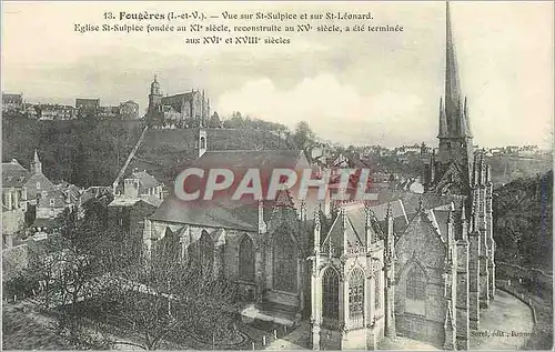 Cartes postales Fougeres (I et V) Vue sur St Sulpice et sur St Leonard Eglise St Sulpice fondee en XIe Siecle
