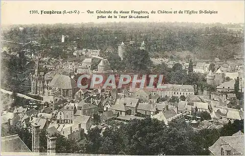 Cartes postales Fougeres (I et V) Vue Generale du Vieux Fougeres du Chateau et de l'Eglise St Sulpice