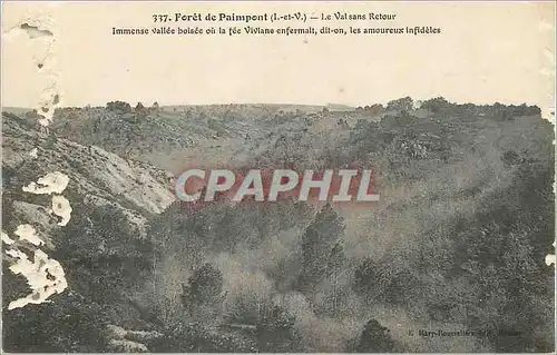 Cartes postales Foret de Paimpont (I et V) Le Val sans Retour Immense Vallee Boisee ou la Fee Vivane enfermait d