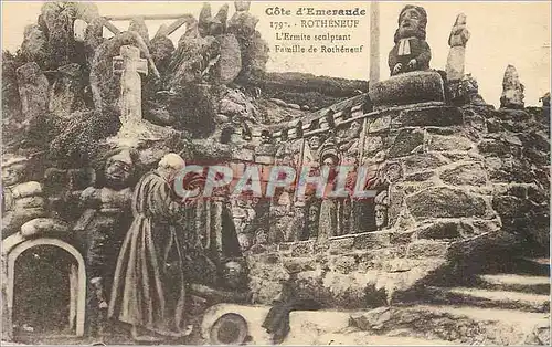Cartes postales Rotheneuf l'Ermite Sculptant Famille de Rotheneuf Cote d'Emeraude