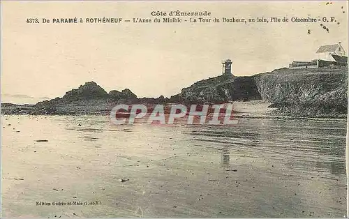 Cartes postales De Parame a Rotheneuf l'Anse du Minihic la Tour du Bonheur au Loin l'Ile de Cezembre Cote d'Emer