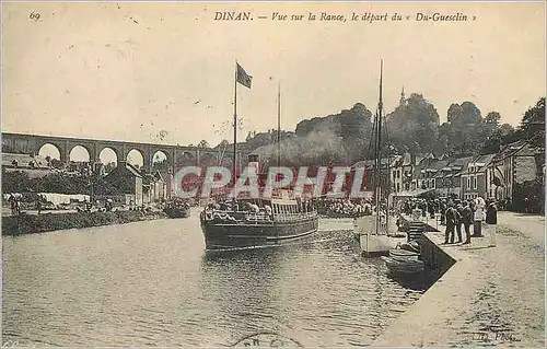 Cartes postales Dinan vue sur la Rance le Depart du Du Guesclin Bateau