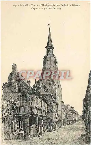 Cartes postales Dinan Tour de l'Horloge (Ancien Beffroi de Dinan) d'apres une Gravure de 1844
