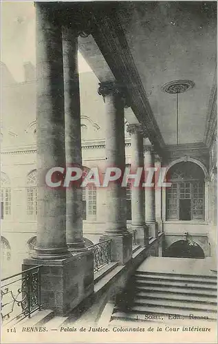 Cartes postales Rennes Palais de Justice Colonnades de la Cour Interieure