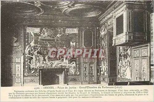 Cartes postales Rennes Palais Grand'Chambre dui Parlement(1656) Tapisseries Modernes des Gobelins