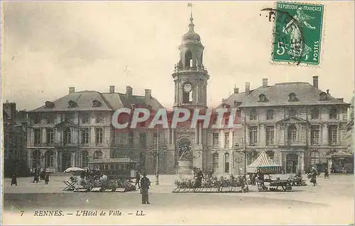 Ansichtskarte AK Rennes l'Hotel de Ville Tramway