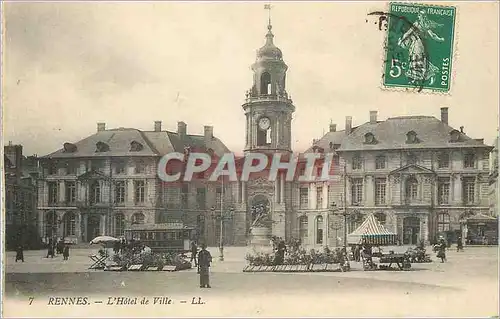 Cartes postales Rennes l'Hotel de Ville Tramway