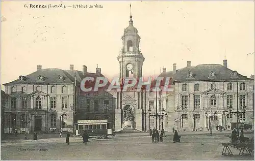 Cartes postales Rennes (I et V) l'Hotel de Ville Tramway
