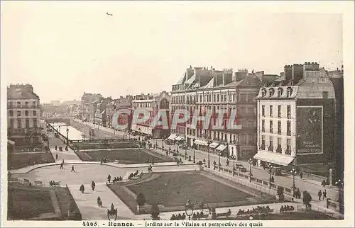 Cartes postales Rennes Jardin sur la Vilaine et Perspective des Quais