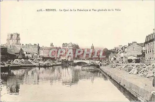 Cartes postales Rennes le Quais de la Prevalaye et Vue Generale de la Ville