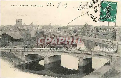 Ansichtskarte AK Rennes vue Generale Bateaux Peniche