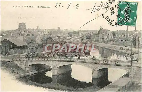 Cartes postales Rennes vue Generale Bateaux Peniche