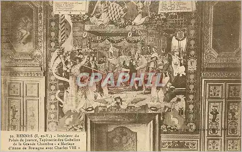 Cartes postales Rennes (I et V) Interieur du Palais de Justice Tapisserie des Gobelins de la Grande Chambre