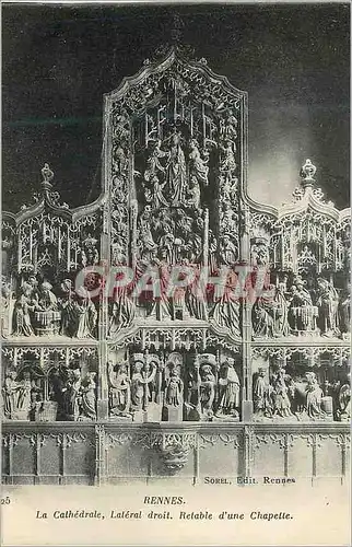 Cartes postales Rennes la Cathedrale Lateral Droit Retable d'une Chapelle
