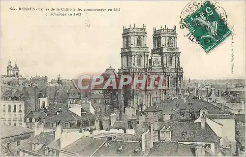 Ansichtskarte AK Rennes Tours de la Cathedrale Commencees en 1541 et Achevees en 1703