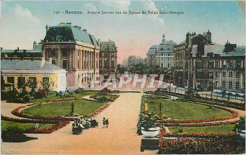 Cartes postales Rennes Avenue Janvier vue du Square du Palais Saint Georges