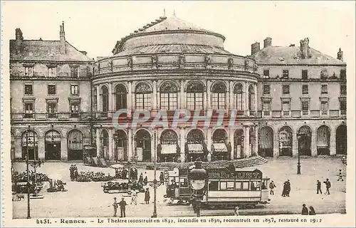 Cartes postales Rennes le Theatre (Construction en 1830 Incendie en 1830 Reconstruit en 1857 Restaure en 1910) T
