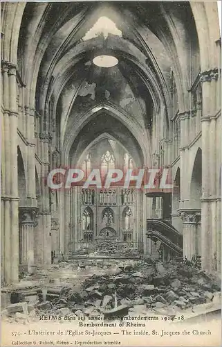 Cartes postales Reims dans ses annees de Bombardement 1914 1918 L'Interieur de l'Eglise St Jacques Militaria