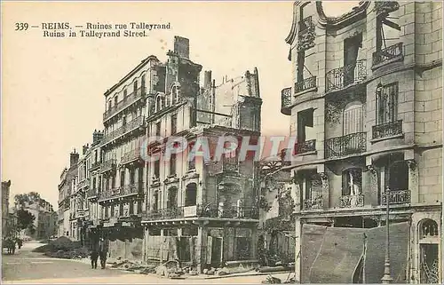 Cartes postales Reims Ruines rue Talleyrand Militaria