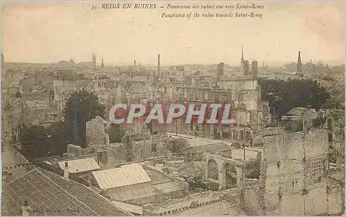 Ansichtskarte AK Reims en Ruines Panorama des ruines vue vers Saint Remy Militaria