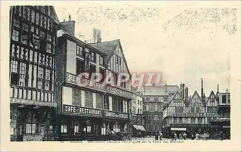 Cartes postales Reims Anciennes Maisons Historiques de la Place des Marches Cafe Restaurant Rene Ternand