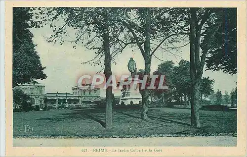 Cartes postales Reims Le Jardin Colbert et la Gare