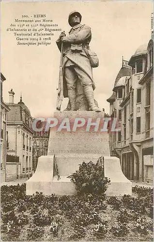 Ansichtskarte AK Reims Monument aux Morts des 132e et 332e Regiments d'Infanterie et du 46e Regiment Territorial