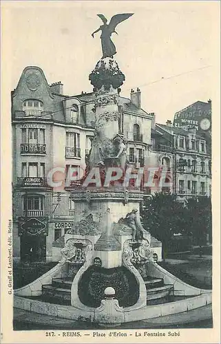 Cartes postales Reims Place d'Erlon La Fontaine Sube