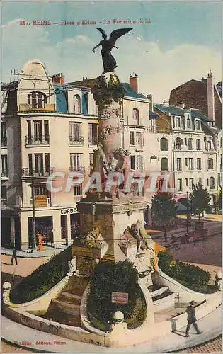 Cartes postales Reims Place d'Erlon La Fontaine Sube