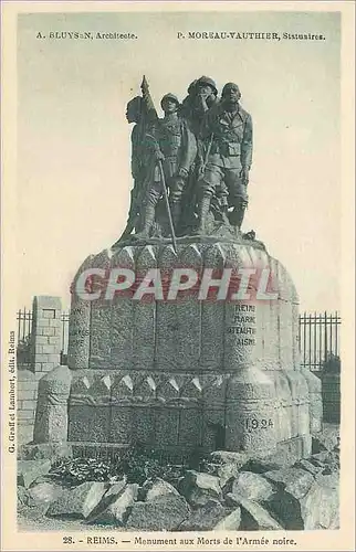 Cartes postales Reims Monument aux Morts de l'Armee Noire Militaria