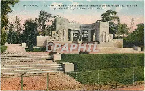 Ansichtskarte AK Reims Monument eleve par la Ville de Reims a la Memoire de ses Enfants Morts pour la France Mili