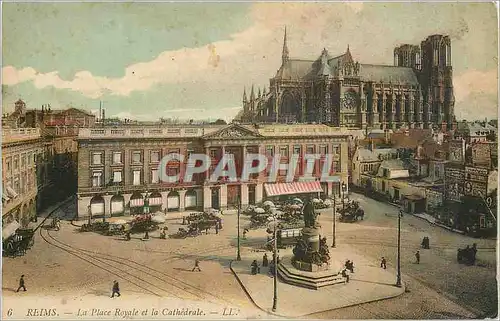 Ansichtskarte AK Reims La Place Royale et la Cathedrale