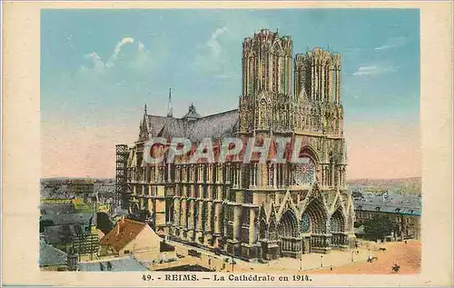 Cartes postales Reims La Cathedrale en 1914