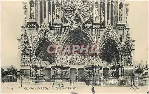 Cartes postales Cathedrale de Reims Le Grand Portail