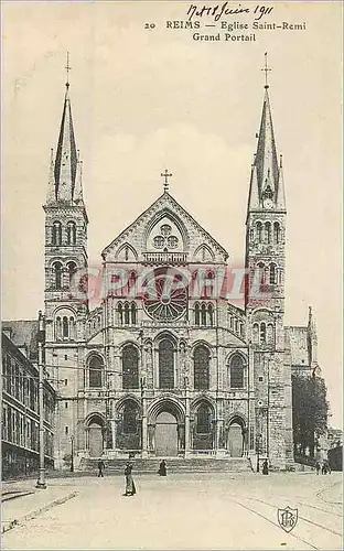 Cartes postales Reims Eglise Saint Remi Grand Portail