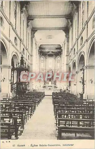 Cartes postales Reims Eglise Ste Genevieve Interieur