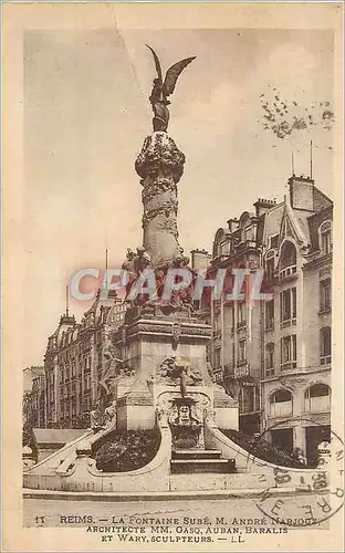 Ansichtskarte AK Reims La Fontaine Sube M Andre Narjoux Architecte MM Gaso Auban Baralis