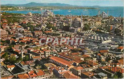 Moderne Karte Istanbul ve Saheserlerl St Sophie et la Mosquee Bleue dans l'ancienne Ville