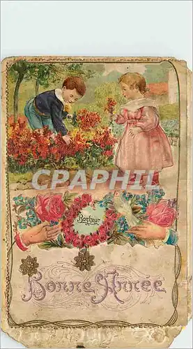 Cartes postales Bonne Annee Enfants Fleurs