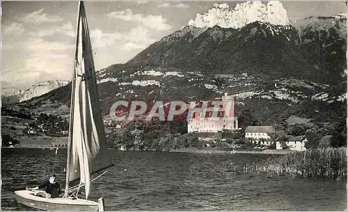 Moderne Karte Lac d'Annecy Duingt Le Chateau Les Dents de Lanfon Bateau